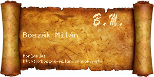 Boszák Milán névjegykártya